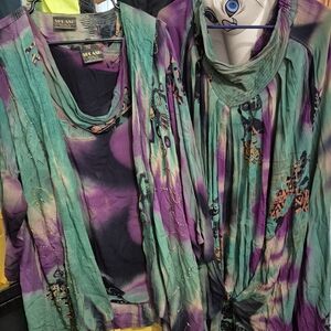 Splash Women's Tribal Multicolor  3 Piece Dress Set  A Vest, Top, Skirt